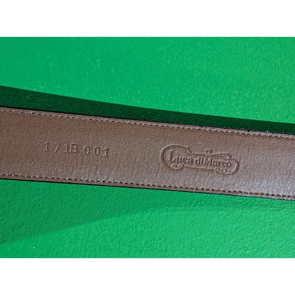 Luca DiMarco Belt Mens Black Leather Belt Brass Buckle‎ Size 34
